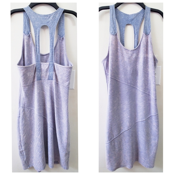 🎉 Rare! FREE PEOPLE Retro Lavender Acid Wash,  Bodycon Mini Dress, New with Tag - Picture 2 of 9